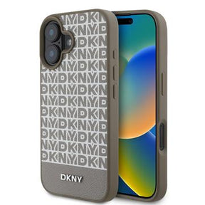iPhone 16 DKNY Repeat Pattern Bottom Stripe Cover - MagSafe-kompatibel - Brun
