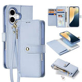 iPhone 16 Dux Ducis Lawa Wallet læderetui m. magnetisk cover - babyblå