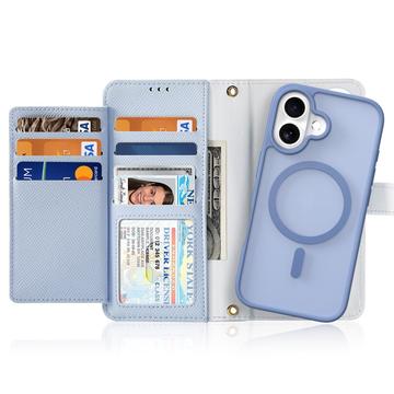 iPhone 16 Dux Ducis Lawa Wallet læderetui m. magnetisk cover - babyblå