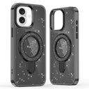 iPhone 16 Glitter Hybrid cover med kickstand - MagSafe-kompatibel - Sort