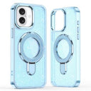iPhone 16 Glitter Hybrid cover med kickstand - MagSafe-kompatibel - Blå