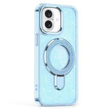 iPhone 16 Glitter Hybrid cover med kickstand - MagSafe-kompatibel - Blå