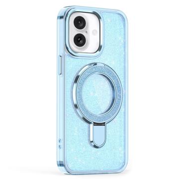 iPhone 16 Glitter Hybrid cover med kickstand - MagSafe-kompatibel - Blå