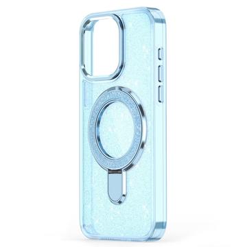 iPhone 16 Glitter Hybrid cover med kickstand - MagSafe-kompatibel - Blå