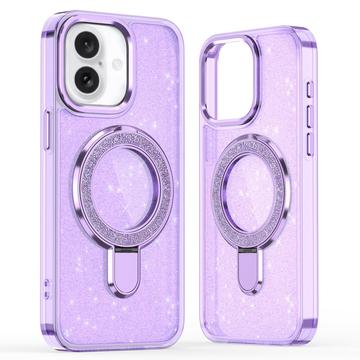 iPhone 16 Glitter Hybrid cover med kickstand - MagSafe-kompatibel - Lilla
