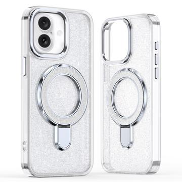 iPhone 16 Glitter Hybrid cover med kickstand - MagSafe-kompatibel - Gennemsigtig