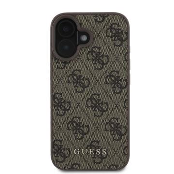 iPhone 16 Guess 4G Metal Gold Logo Hybrid Cover - Brun
