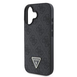 iPhone 16 Guess 4G Strass Triangle Metal Logo Cover med Crossbody Rem - Sort
