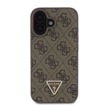 iPhone 16 Guess 4G Strass Triangle Metal Logo Cover med Crossbody Rem - Brun