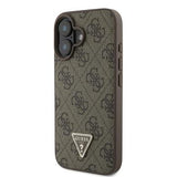 iPhone 16 Guess 4G Strass Triangle Metal Logo Cover med Crossbody Rem - Brun