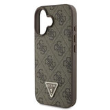 iPhone 16 Guess 4G Strass Triangle Metal Logo Cover med Crossbody Rem - Brun