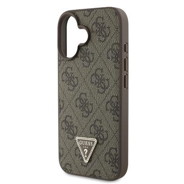 iPhone 16 Guess 4G Strass Triangle Metal Logo Cover med Crossbody Rem - Brun