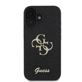 iPhone 16 Guess Fixed Glitter 4G Metal Logo Cover - Sort
