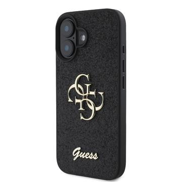 iPhone 16 Guess Fixed Glitter 4G Metal Logo Cover - Sort