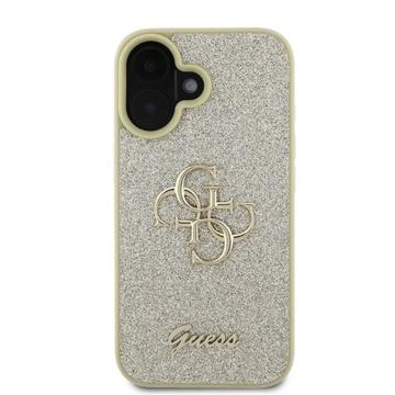 iPhone 16 Guess Fixed Glitter 4G Metal Logo Cover - Guld