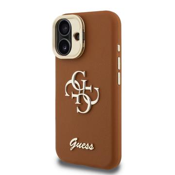 iPhone 16 Guess Grained 4G Logo Stativkamera Cover - Brun