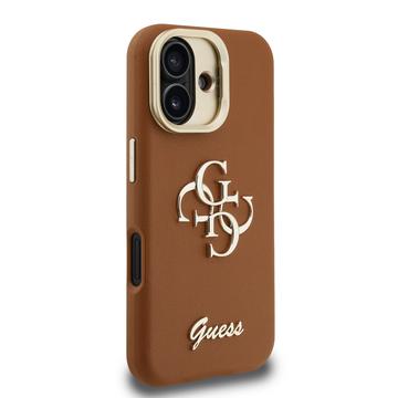 iPhone 16 Guess Grained 4G Logo Stativkamera Cover - Brun
