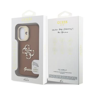 iPhone 16 Guess Grained 4G Logo Stativkamera Cover - Brun