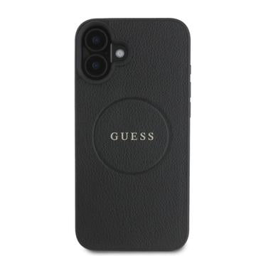 iPhone 16 Guess Grained Classic Logo Hybrid Cover - MagSafe-kompatibel - Sort