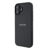 iPhone 16 Guess Grained Classic Logo Hybrid Cover - MagSafe-kompatibel - Sort