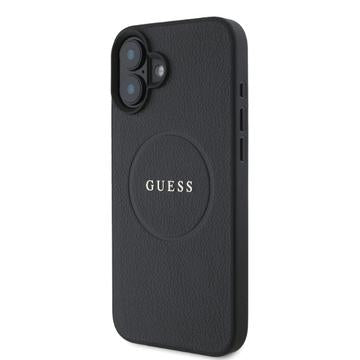 iPhone 16 Guess Grained Classic Logo Hybrid Cover - MagSafe-kompatibel - Sort