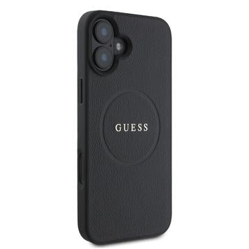 iPhone 16 Guess Grained Classic Logo Hybrid Cover - MagSafe-kompatibel - Sort