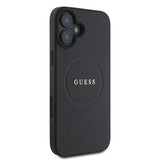 iPhone 16 Guess Grained Classic Logo Hybrid Cover - MagSafe-kompatibel - Sort