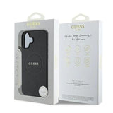 iPhone 16 Guess Grained Classic Logo Hybrid Cover - MagSafe-kompatibel - Sort