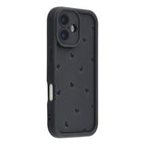 iPhone 16 stødsikkert TPU-cover med hjertemønster og forhøjede kanter - sort