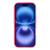 iPhone 16 stødsikkert TPU-cover med hjertemønster og forhøjede kanter - Hot Pink