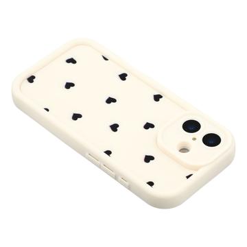 iPhone 16 stødsikkert TPU-cover med hjertemønster og forhøjede kanter - hvid