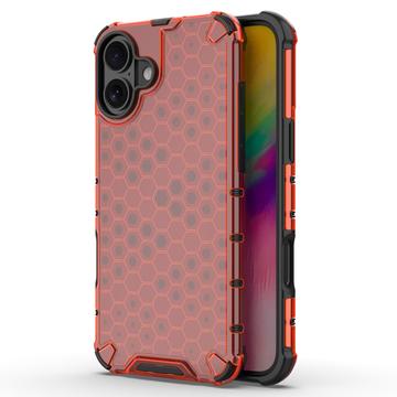 iPhone 16 Honeycomb Armored Hybrid Cover - Rød