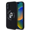 iPhone 16 Karl Lagerfeld Karl and Choupette MagSafe Cover i flydende silikone - Sort
