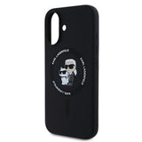 iPhone 16 Karl Lagerfeld Karl and Choupette MagSafe Cover i flydende silikone - Sort