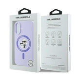 iPhone 16 Karl Lagerfeld Karl and Choupette MagSafe cover i flydende silikone - Lilla