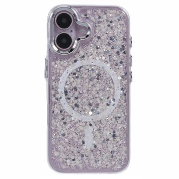 iPhone 16 MagSafe-kompatibel Glitter Pailletter Epoxy Cover - Hvid