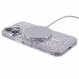 iPhone 16 MagSafe-kompatibel Glitter Pailletter Epoxy Cover - Hvid