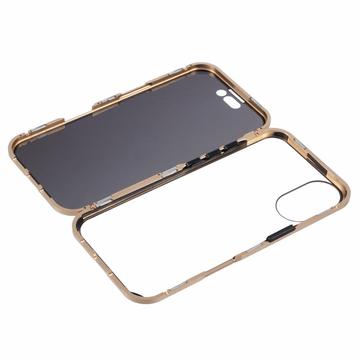 iPhone 16 Magnetisk Cover med Hærdet Glas - Privatliv - Guld