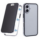 iPhone 16 Magnetisk Cover med Hærdet Glas - Privatliv - Sølv
