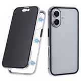 iPhone 16 Magnetisk Cover med Hærdet Glas - Privatliv - Sølv