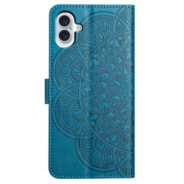 iPhone 16 Mandala Series Etui med Pung - Blå