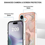 iPhone 16 Marmormønster Galvaniseret IMD TPU Cover - Pink
