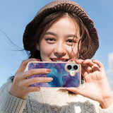iPhone 16 Marmormønster Galvaniseret IMD TPU Cover - Lilla