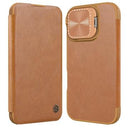 iPhone 16 Nillkin Qin Prop Flip Cover - Brun