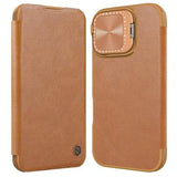 iPhone 16 Nillkin Qin Prop Flip Cover - Brun