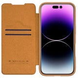 iPhone 16 Nillkin Qin Prop Flip Cover - Brun