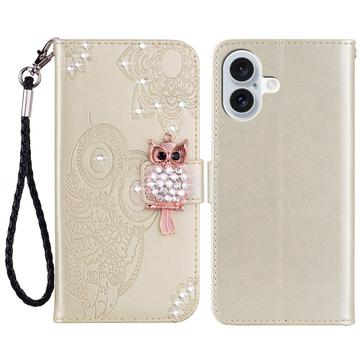 iPhone 16 Ugle Rhinsten Pung - Guld