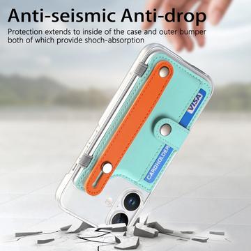 iPhone 16 plastiketui CY1 - kortplads, armbånd, støtte - Mintgrøn