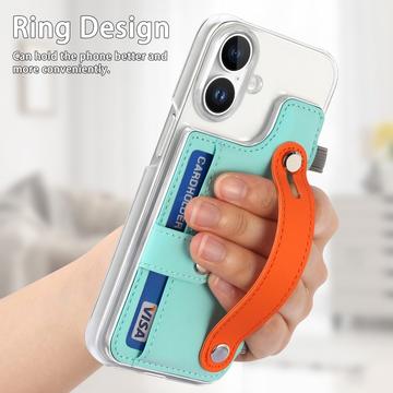 iPhone 16 plastiketui CY1 - kortplads, armbånd, støtte - Mintgrøn