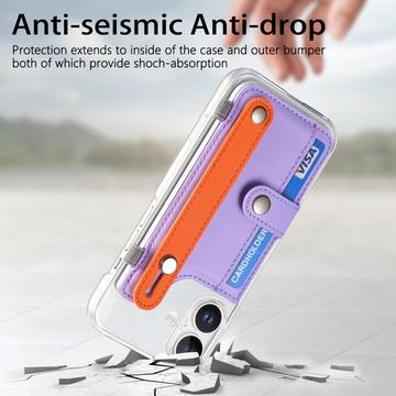 iPhone 16 plastiketui CY1 - kortplads, armbånd, støtte - Lilla